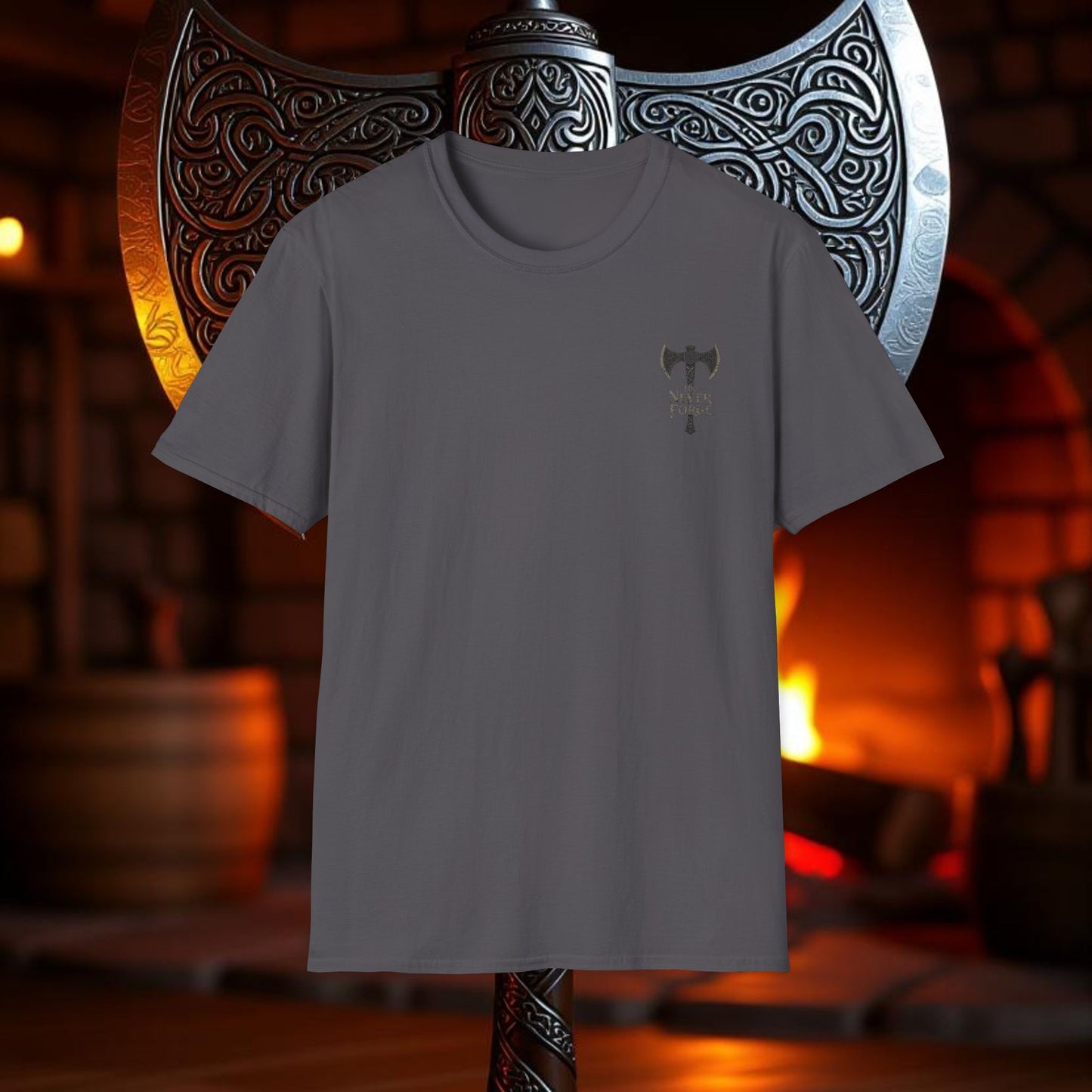 Silver - Double Sided Battle Axe T-Shirt