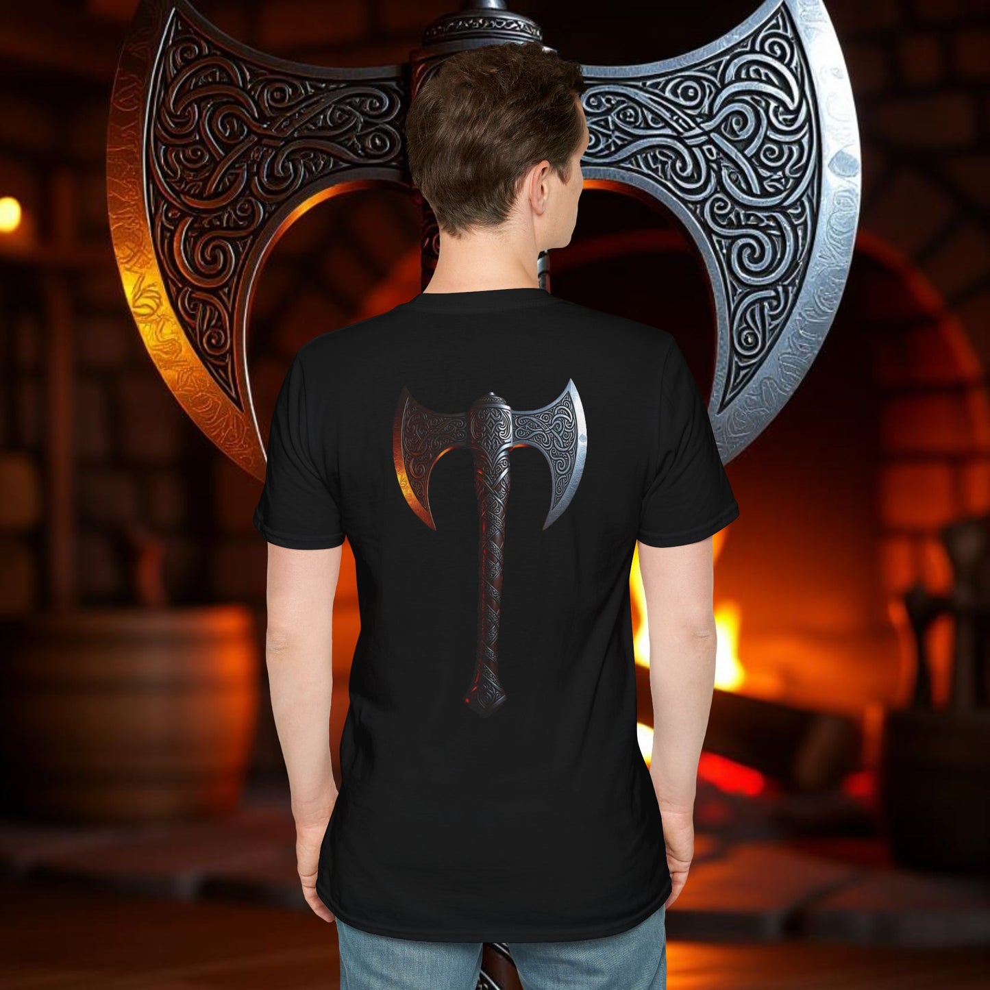 Silver - Double Sided Battle Axe T-Shirt