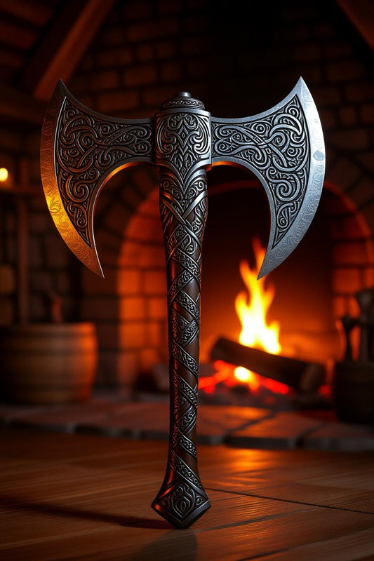 Silver - Double Sided Battle Axe T-Shirt