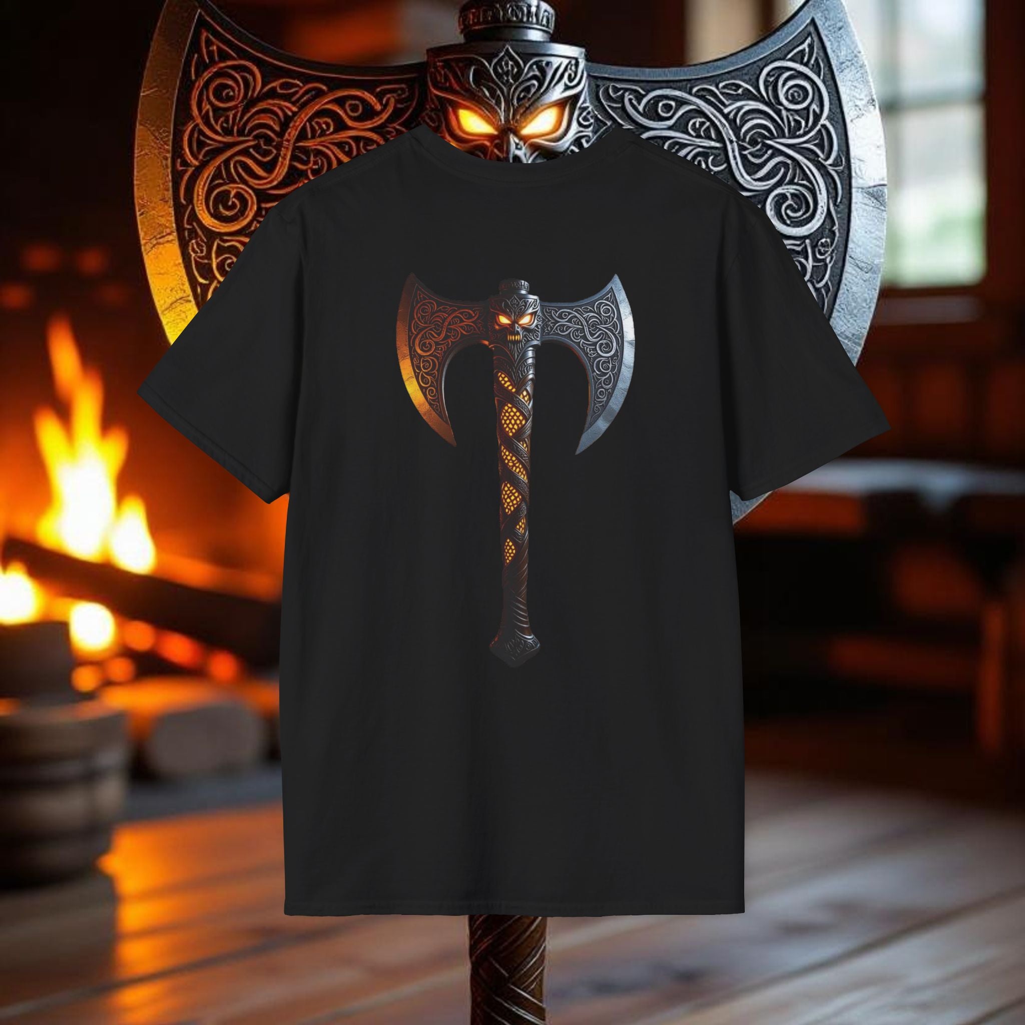 Wolf - Double Sided Battle Axe T-Shirt – The Never Forge