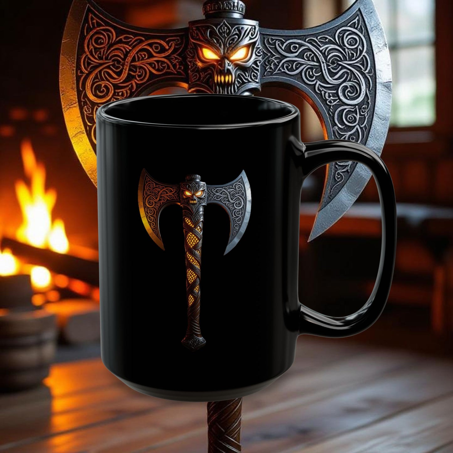 Wolf Axe - 15oz Black Mug