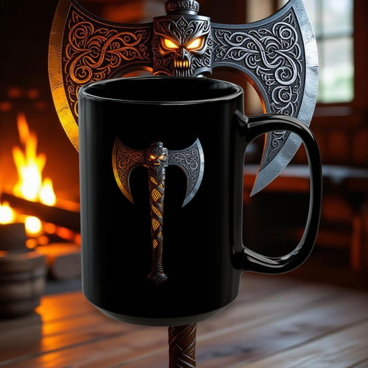 Wolf Axe - 15oz Black Mug