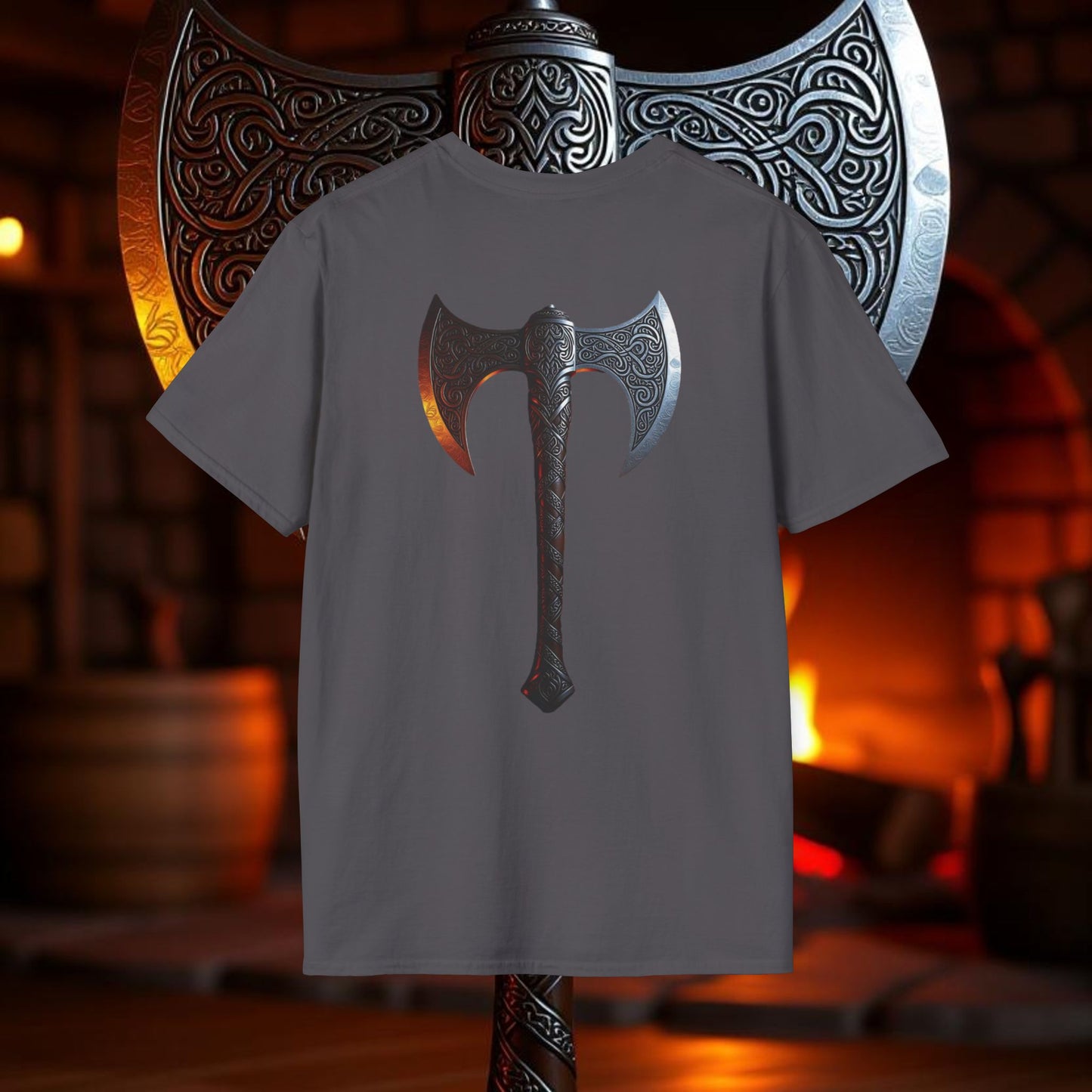 Silver - Double Sided Battle Axe T-Shirt