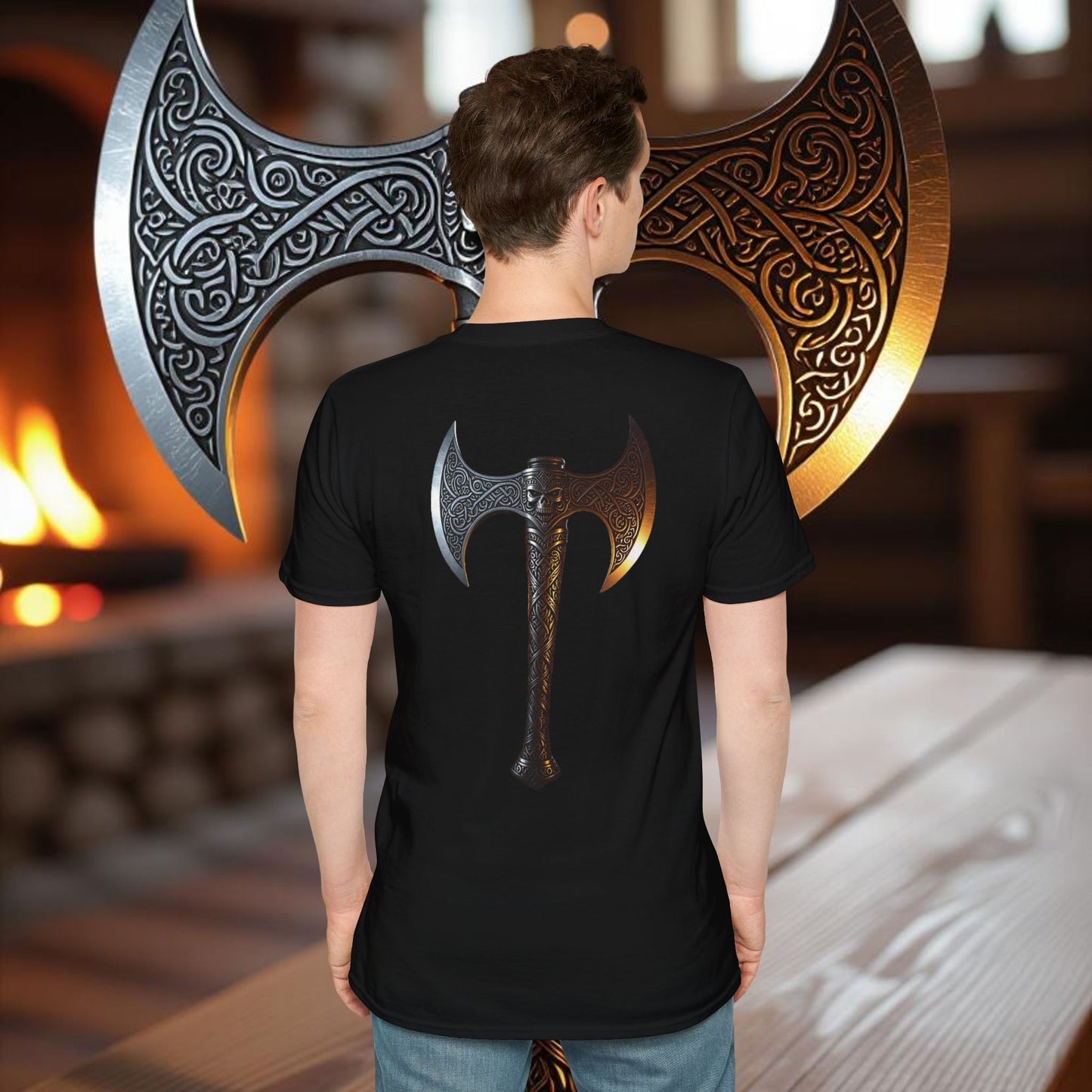 Skeleton - Double Sided Battle Axe T-Shirt