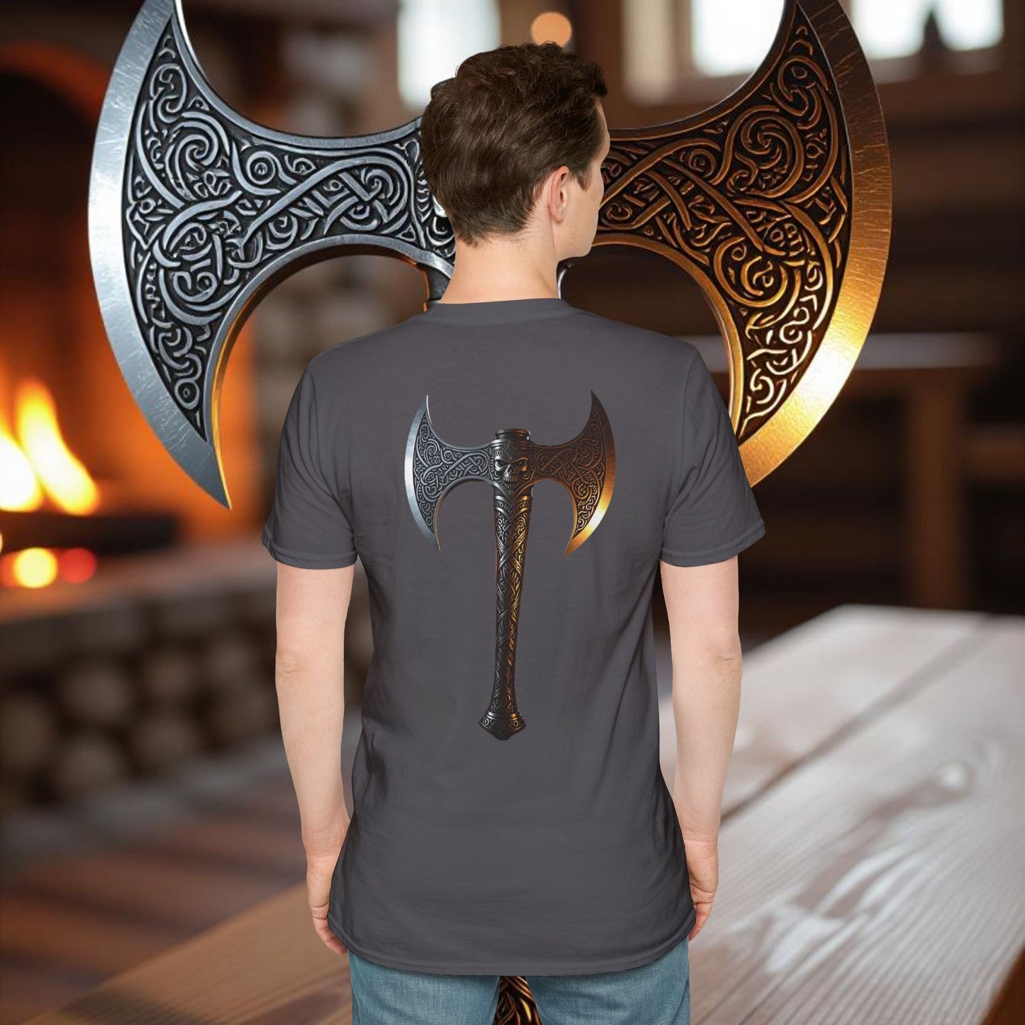 Skeleton - Double Sided Battle Axe T-Shirt