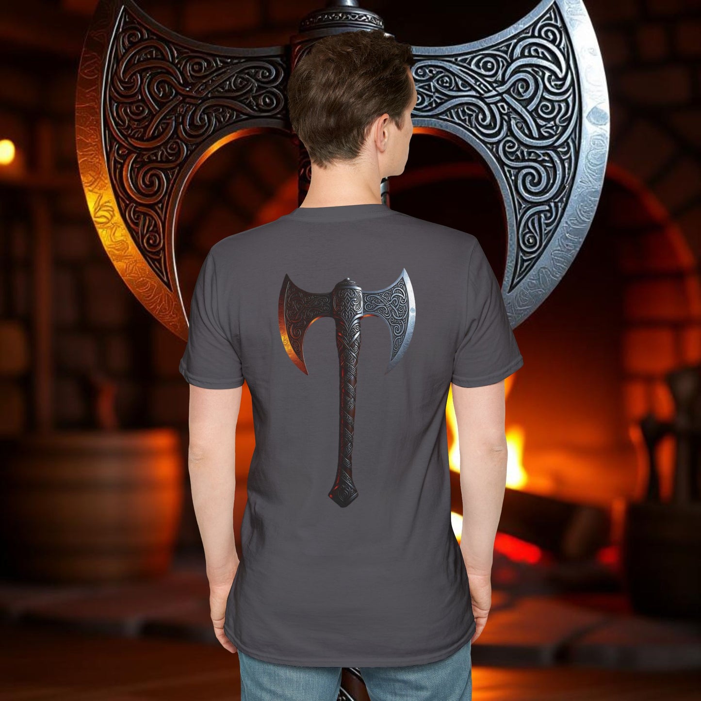 Silver - Double Sided Battle Axe T-Shirt