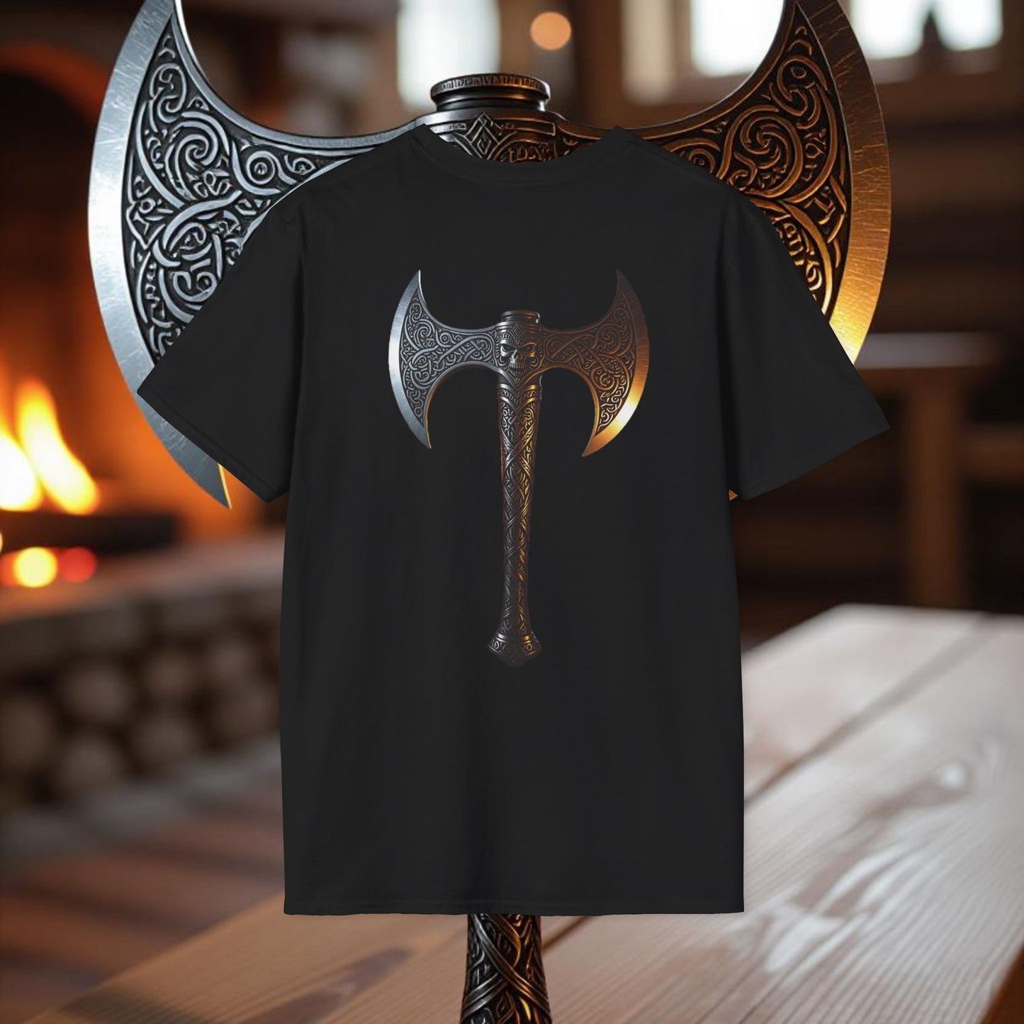 Skeleton - Double Sided Battle Axe T-Shirt