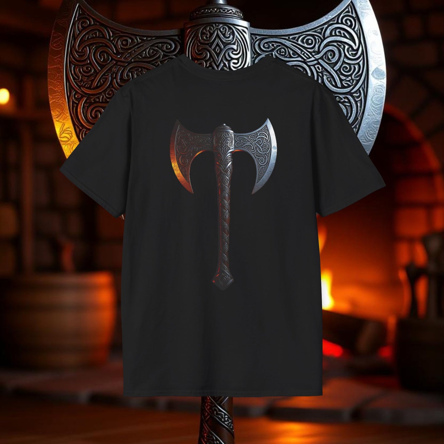 Silver - Double Sided Battle Axe T-Shirt