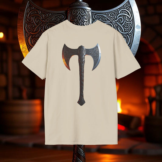 Silver - Double Sided Battle Axe T-Shirt