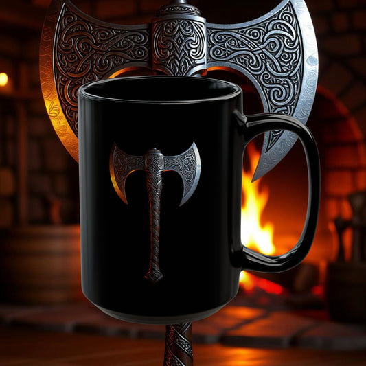 Silver Axe - 15oz Black Mug