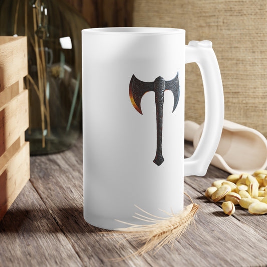 Silver Axe - Frosted Glass Beer Mug